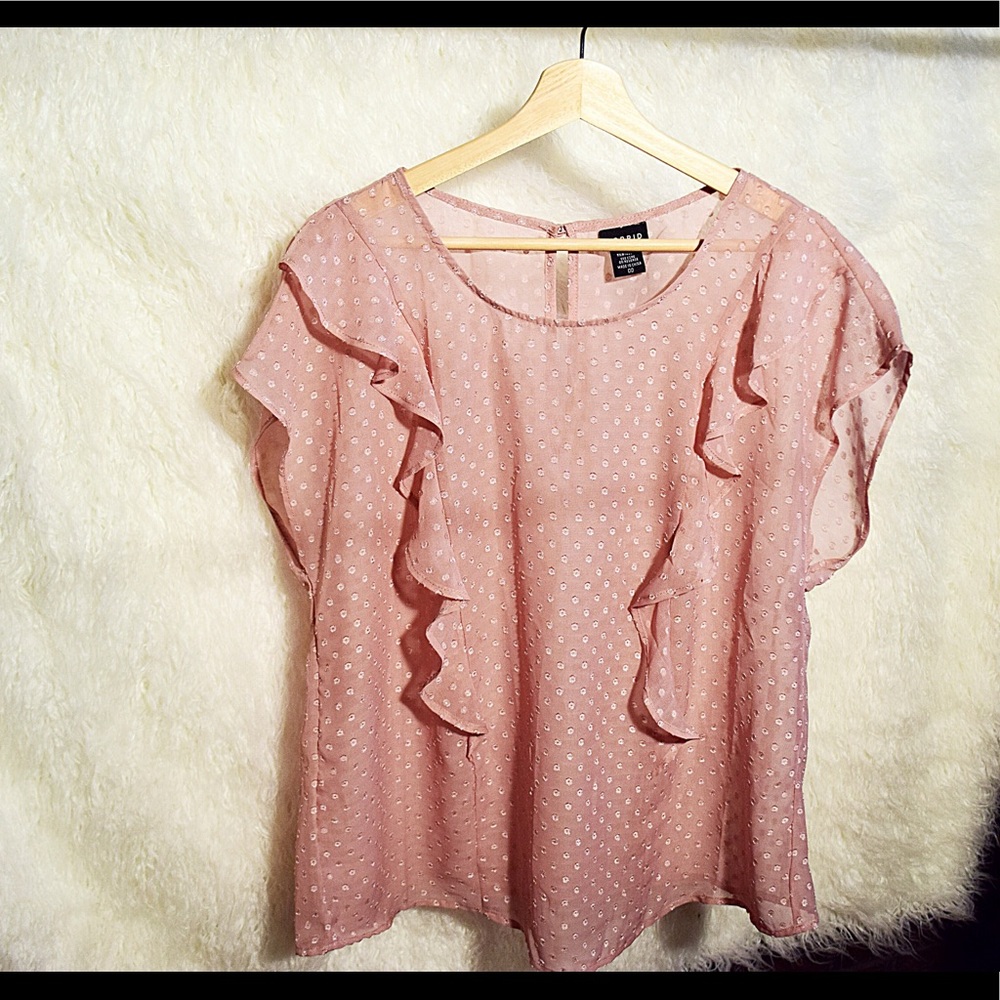 Torrid sheer pink blouse with ruffles— size 00